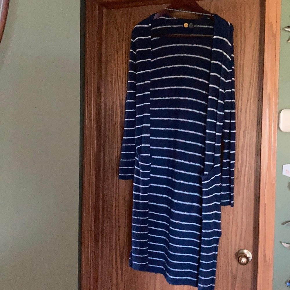 Life is good long sweater XS blue white stripe